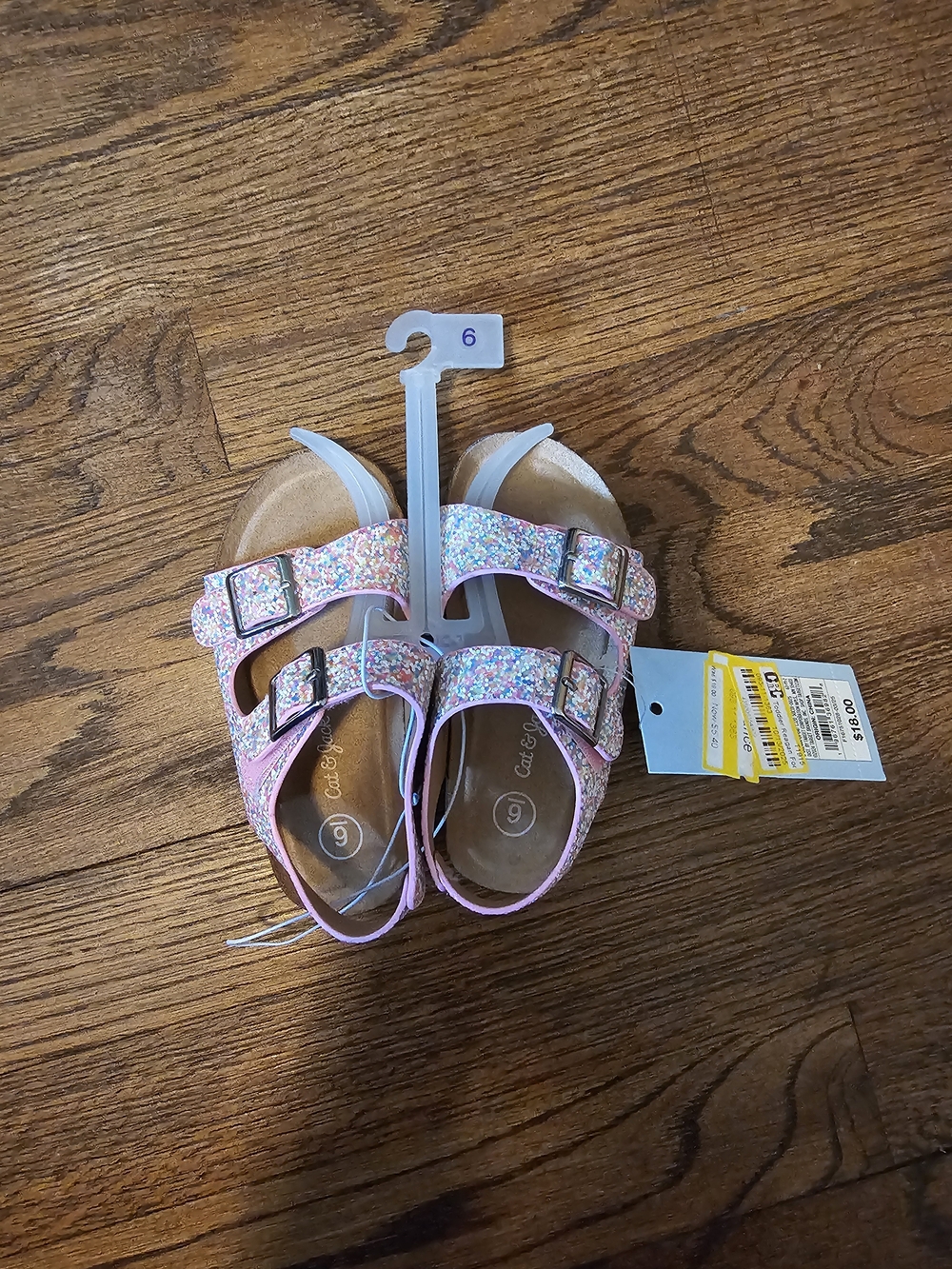 Cat & Jack Pink Sparkle Double-Buckle Sandals